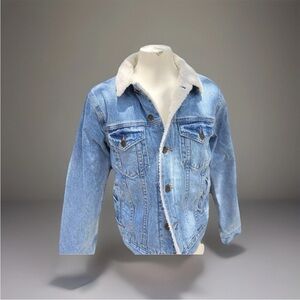Reformation Sherpa Lined Jean Jacket Small Blue